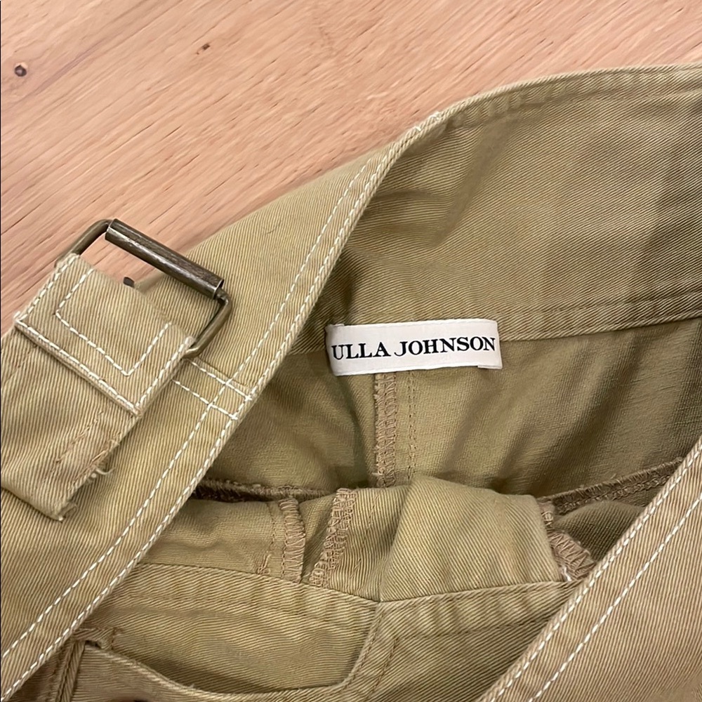 Ulla Johnson Chartreuse High-Waist Pleated Trousers with Belt - Picture 6 of 7